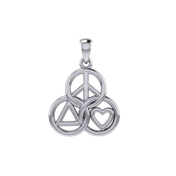 Peace, Love and Recovery in Borromean rings Silver Pendant TPD7008 - Jewelry
